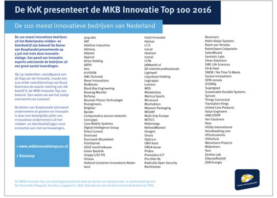 Nominatie MKB Innovatie top 100